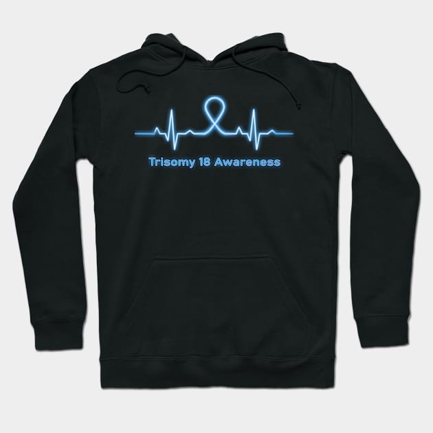 Trisomy 18 Awareness Heartbeat Fight Faith Hope Cure Believe Light Blue Ribbon Warrior Hoodie by celsaclaudio506